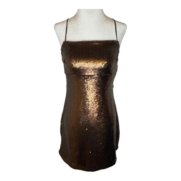 NEW Madewell Women’s Size 0 Hot Cocoa Sequin Slip Mini Dress NWT‎ Soldout Style! - Picture 2 of 8